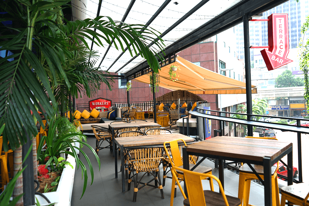 Terrace event space with city views at KL Journal Hotel