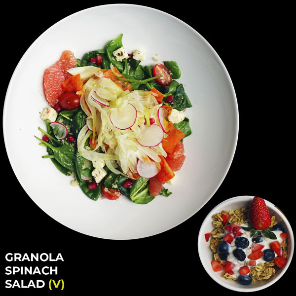 Healthy meal containing veggies, cereal & berries Healthy meal containing veggies, cereal & berries