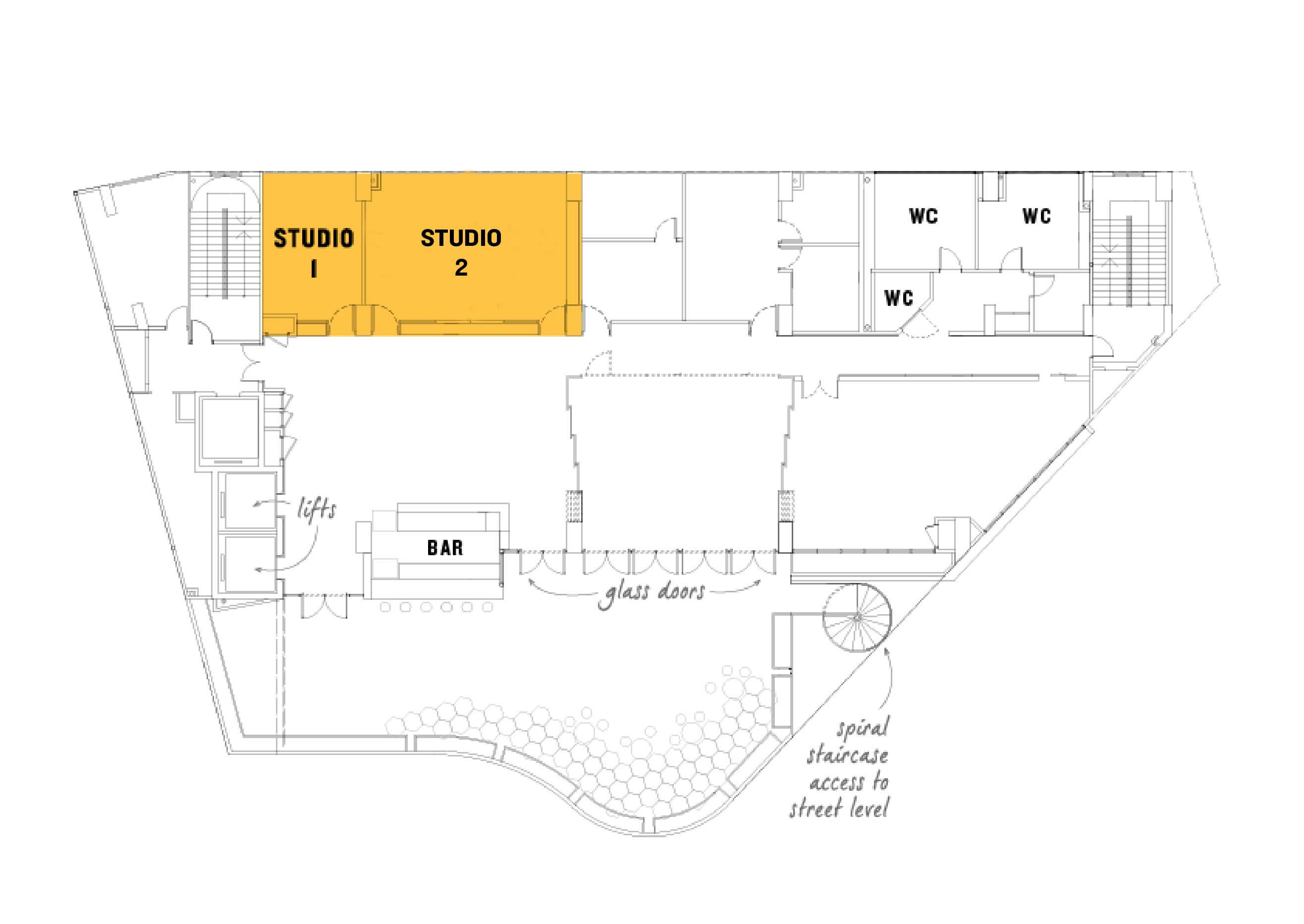 Studio meeting room floor plan at KL Journal Hotel