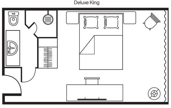 Floor plan of Deluxe King room at KL Journal Hotel