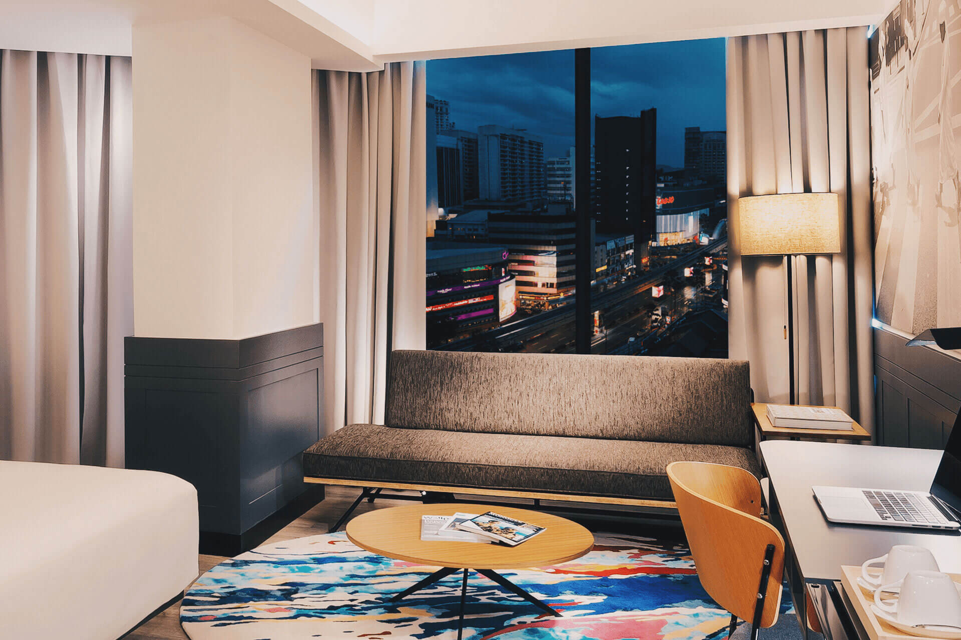 Superior Deluxe room interior with city view Superior Deluxe room interior with Bukit Bintang city night view