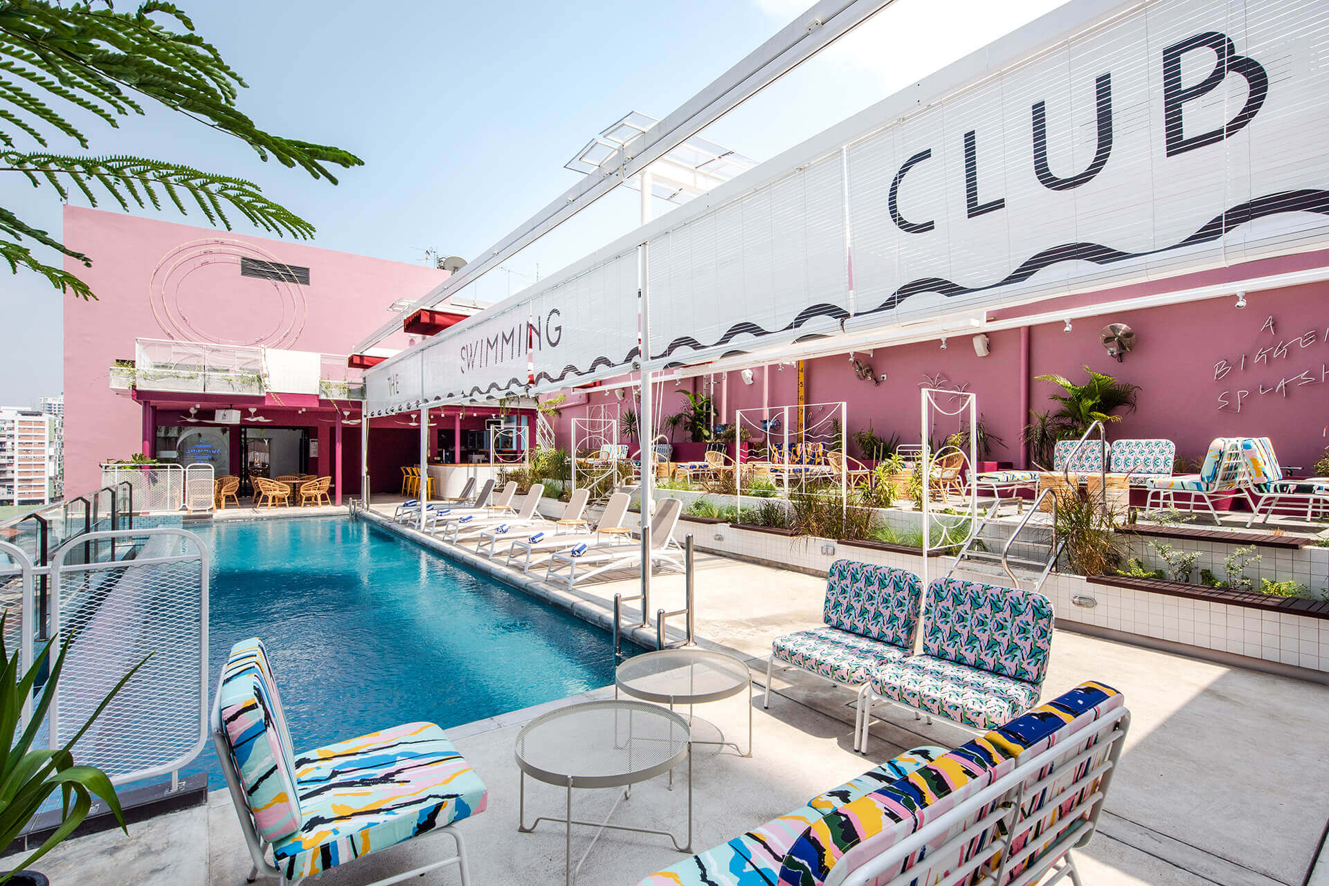 Rooftop swimming club lounge area Rooftop swimming club lounge area at KL Journal Hotel