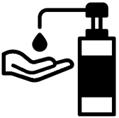 Cartoon image of sanitizing hands